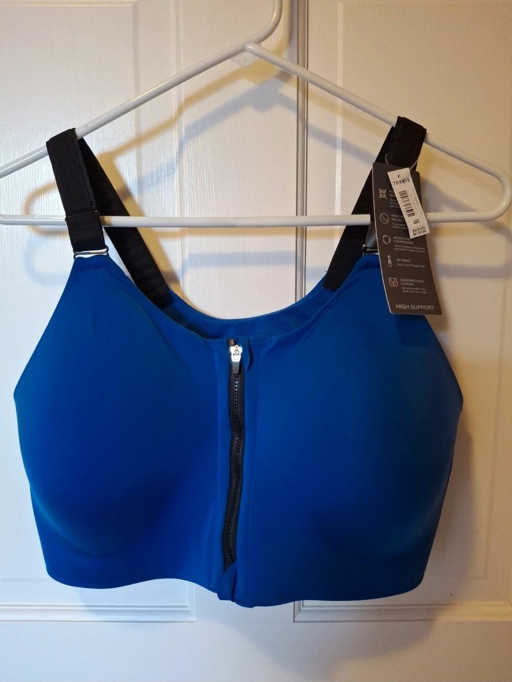 Torrid Blue Front-Zip High Support Sports Bra 40C